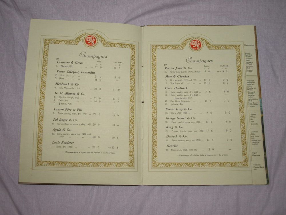 Cunard Line Laconia Wine List 1933.