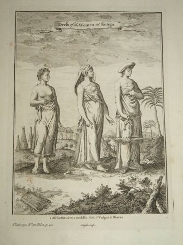 18th Century Antique Engraving Dress of the Women at Congo. (2)