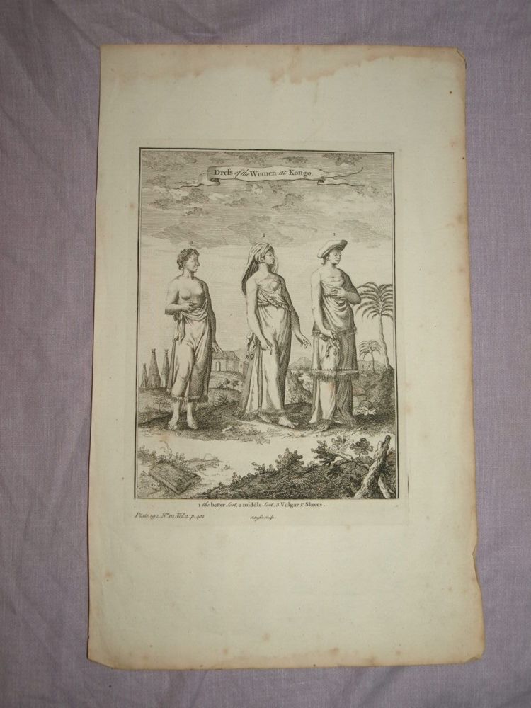 18th Century Antique Engraving Dress of the Women at Congo.