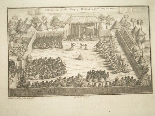 18 C Antique Engraving, Coronation of the King of Whidah, April 1725 from M