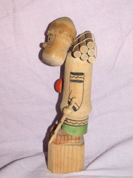Vintage Russian Made Wood Carrier Figure. (2)