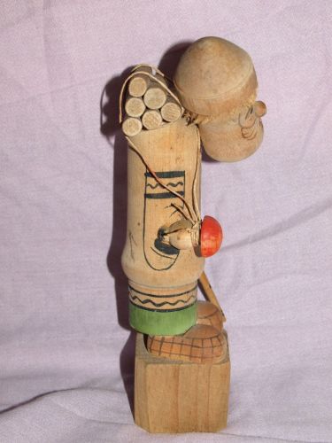 Vintage Russian Made Wood Carrier Figure. (4)