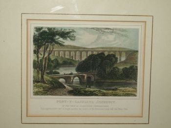 Pont-y Casullte Aqueduct Wales Framed Antique Print. (2)