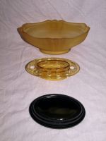 Amber Glass Flower Bowl with Frog. 1920s30s. (3)