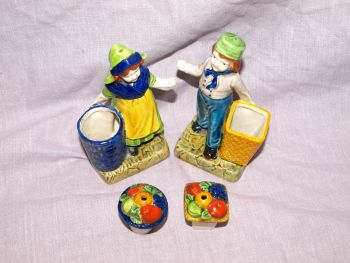 Dutch Fruit Sellers Salt and Pepper Shakers, 1930s. (6)