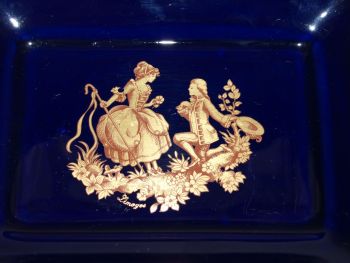 Limoges Castel Blue and Gold Pin Tray. (2)