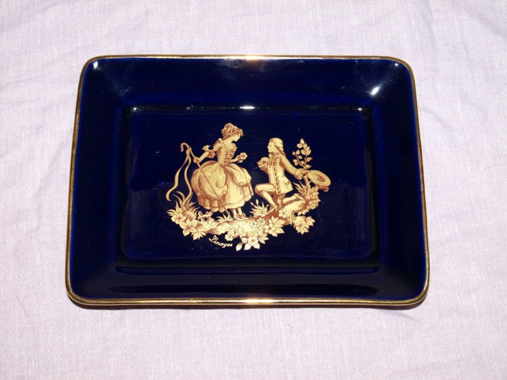 Limoges Castel Blue and Gold Pin Tray.