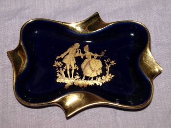 Limoges Blue and Gold Pair of Ashtrays. (2)