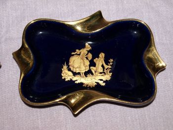 Limoges Blue and Gold Pair of Ashtrays. (3)