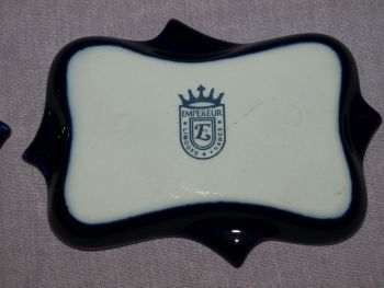 Limoges Blue and Gold Pair of Ashtrays. (8)