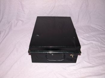 Old Antique Black Deed Box With Handles. W. A. Holgate. (3)