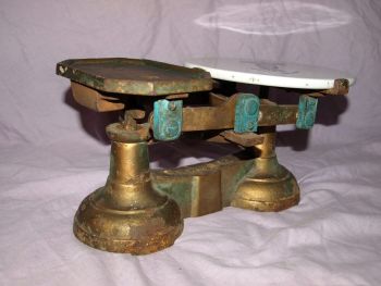 Victorian Cast Iron Dairy Scales With Ceramic Plate. (6)