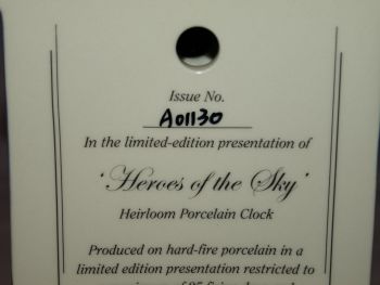 Limited Edition Heirloom Porcelain Clock &lsquo;Hero&rsquo;s Of The Sky&rsquo; by Bradex. (6)