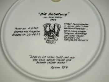 Konigszelt Limited Edition Collectors Plate by Hedi Keller, The Worship. (4
