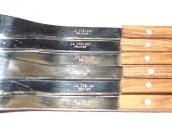 Le Creuset Fondue Forks, Vintage Set in Wooden Box. (3)