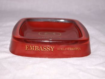 Embassy Half Corona Red Glass Ashtray.