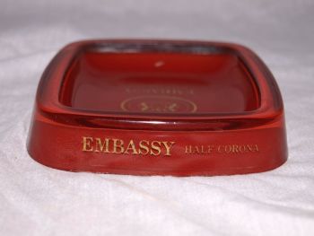 Embassy Half Corona Red Glass Ashtray. (3)