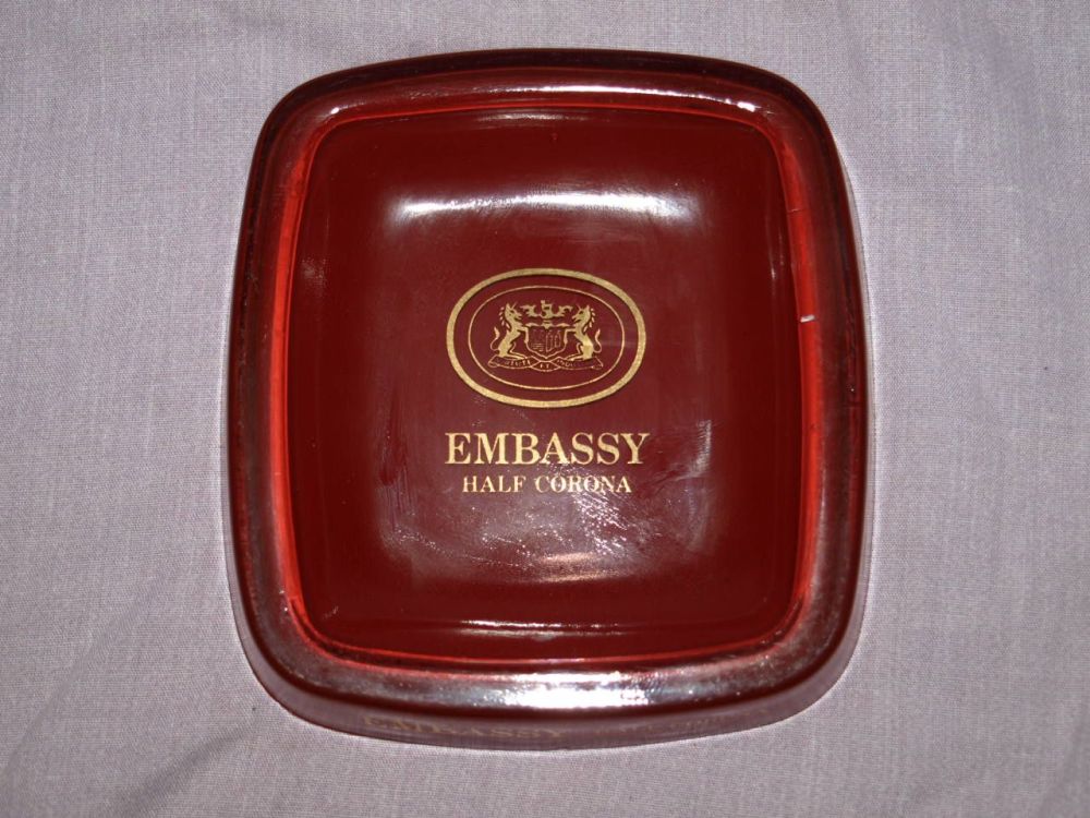 Embassy Half Corona Red Glass Ashtray.