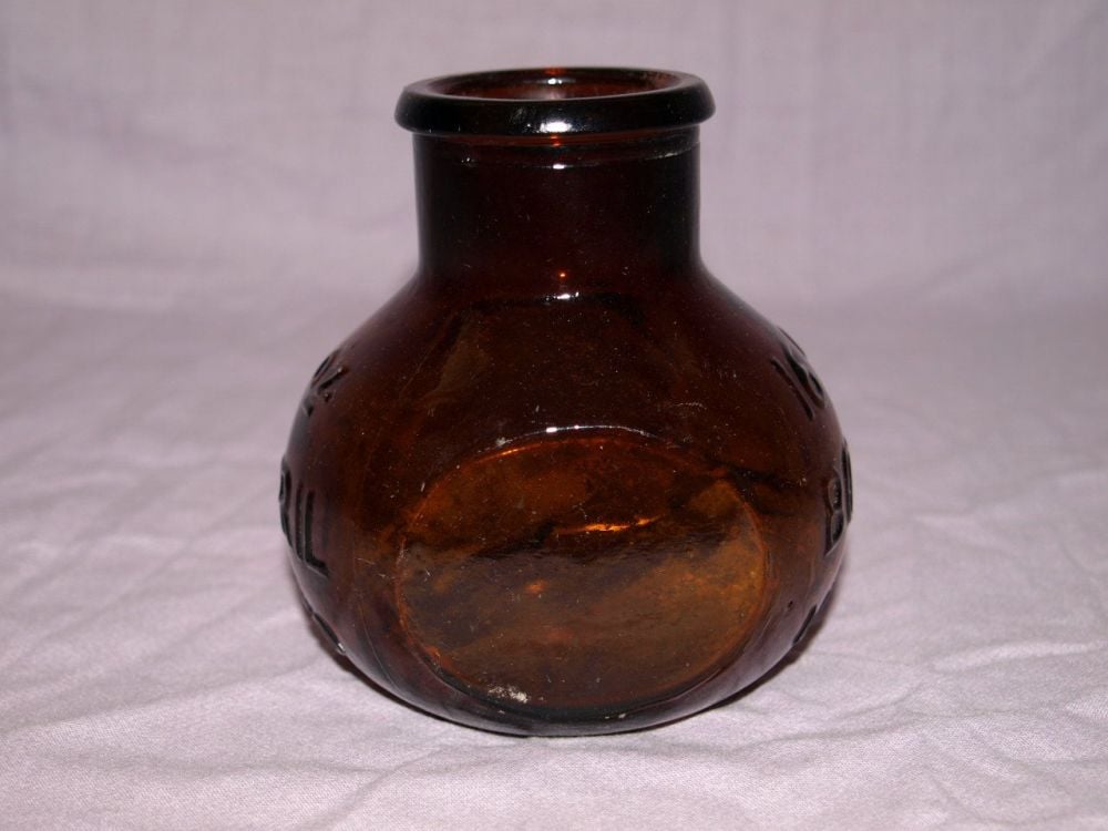 Antique 16oz Amber Glass Bovril Jar.