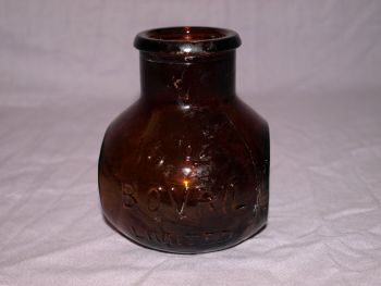 Antique 16oz Amber Glass Bovril Jar. (3)