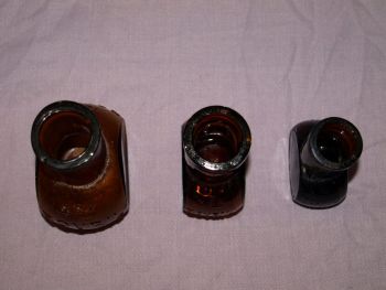 Antique Set of Three Amber Glass Bovril Jars. (5)