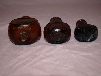 Antique Set of Three Amber Glass Bovril Jars. (6)