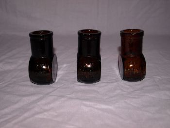 Antique Set of Three Amber Glass 2 oz Bovril Jars. (4)