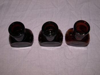Antique Set of Three Amber Glass 2 oz Bovril Jars. (5)