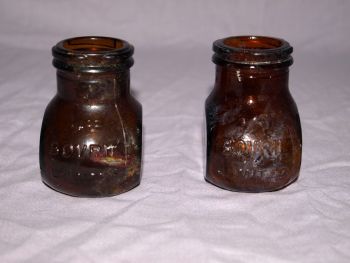 Antique Set of Two Amber Glass Bovril Jars. (2)