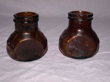 Antique Set of Two Amber Glass Bovril Jars. (3)