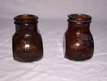 Antique Set of Two Amber Glass Bovril Jars. (4)