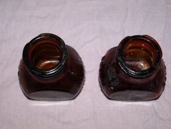 Antique Set of Two Amber Glass Bovril Jars. (5)