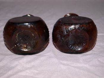 Antique Set of Two Amber Glass Bovril Jars. (6)