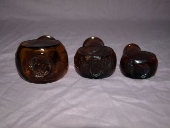 Vintage Set of Three Amber Glass Bovril Jars. (6)