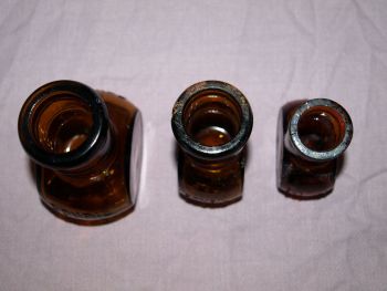Vintage Set of Three Amber Glass Bovril Jars. (5)