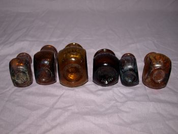 Antique Amber Glass Bovril Jars . (5)