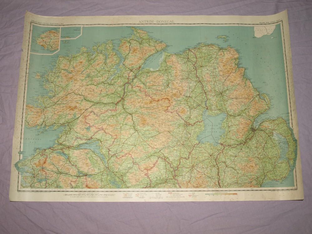 Bartholomew’s ¼ Inch Map Of Ireland, Antrim-Donegal.
