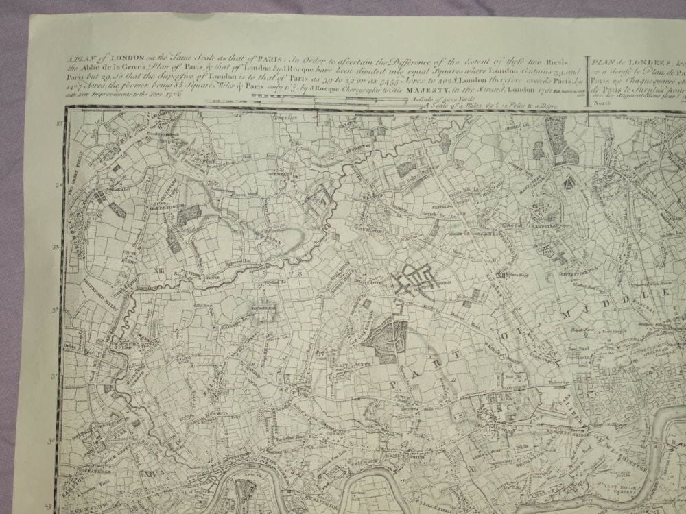 Map of London and Part of Surrounding Counties, England 1760s ...