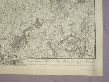 Map of London and Part of Surrounding Counties, England 1760s. Reproduction