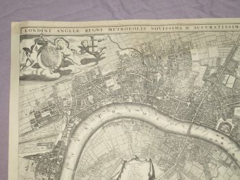 Tourist Map of London 1690 by Jacobus De La Feuille, Reproduction. (2)