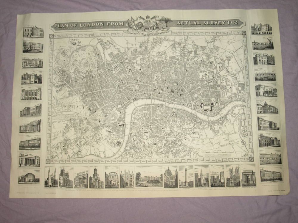 Plan of London From Actual Survey 1832, Reproduction Map.
