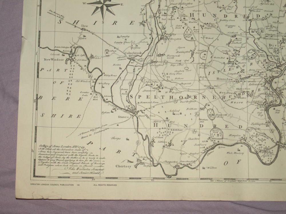 Map of London and Middlesex by John Warburton, 1749, Reproduction.