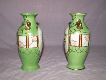 Kinjo China Nippon, Pair of Hand Painted Vases. (2)
