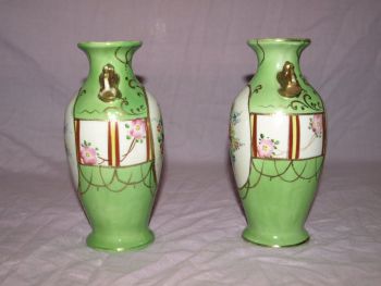Kinjo China Nippon, Pair of Hand Painted Vases. (3)