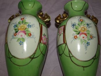 Kinjo China Nippon, Pair of Hand Painted Vases. (6)