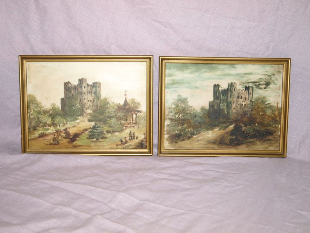 Rochester Castle, Pair of Oil on Panel Paintings.