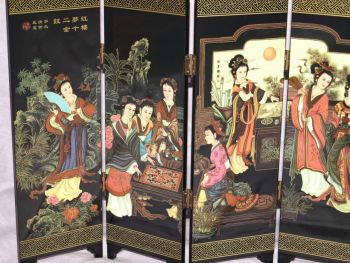 Miniature Chinese Folding Screen, Twelve Beauties of Jinling. (2)