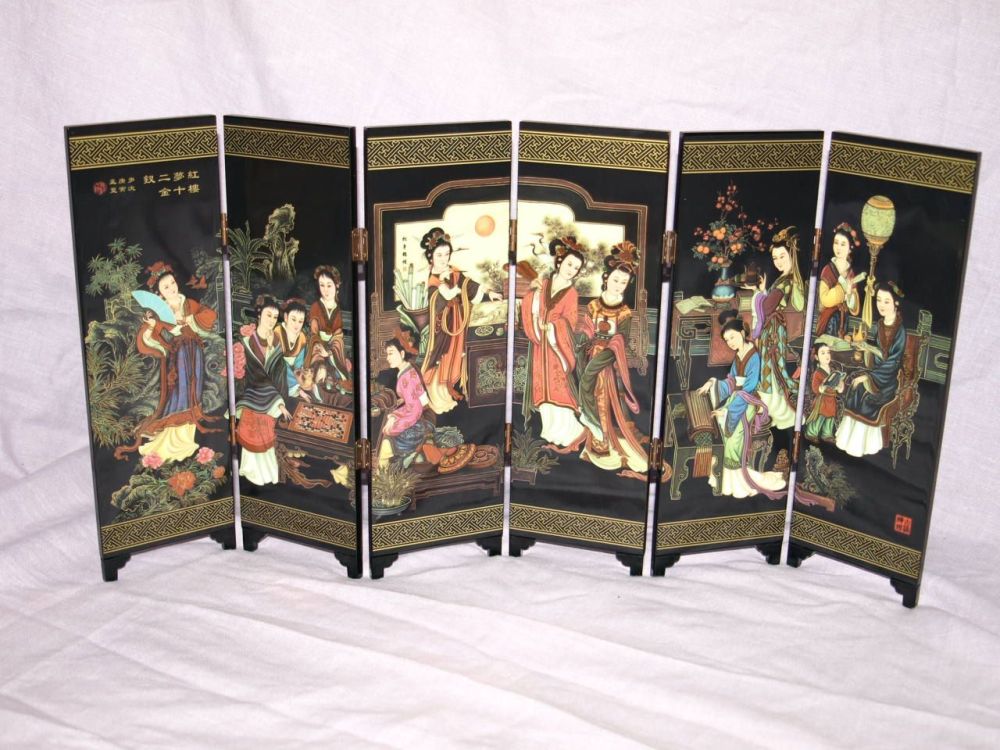 Miniature Chinese Folding Screen, Twelve Beauties of Jinling.