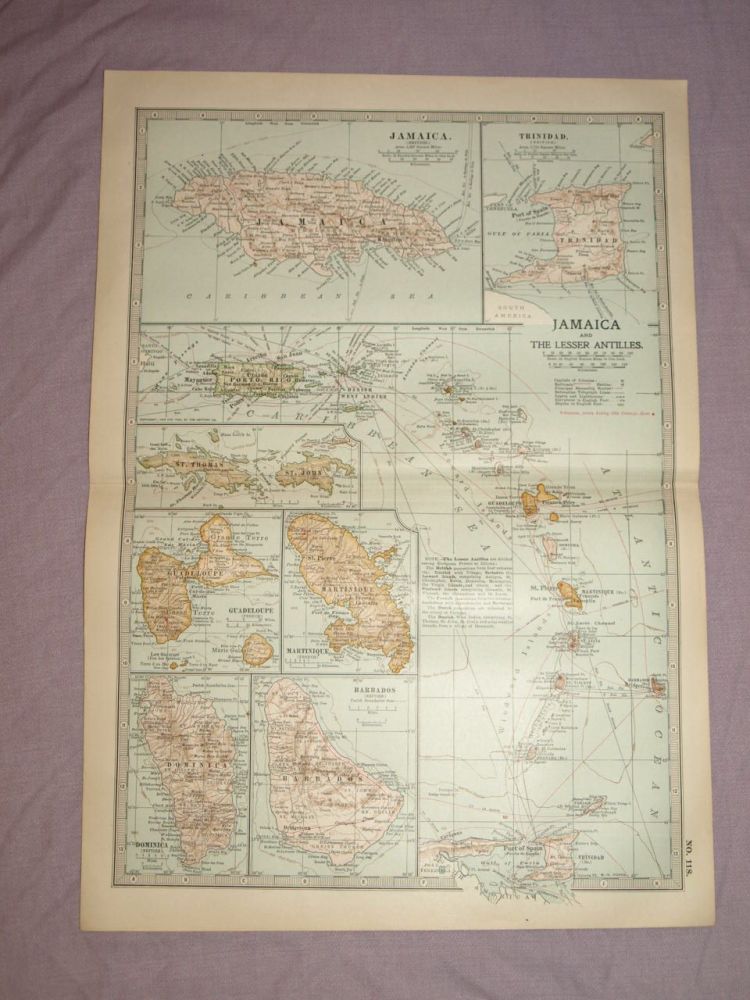 Map of Jamaica and The Lesser Antilles, 1903.