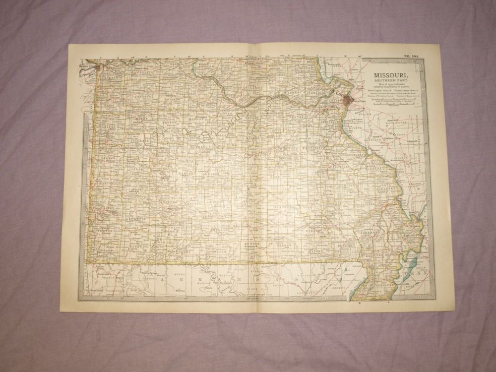 Map of Missouri, Southern Part, 1903.